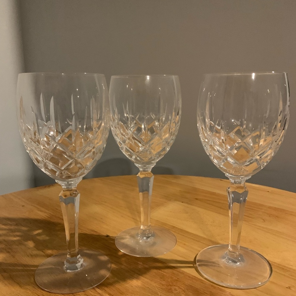 Three Crystal Gorham Lady Ann Water/ Wine Goblets